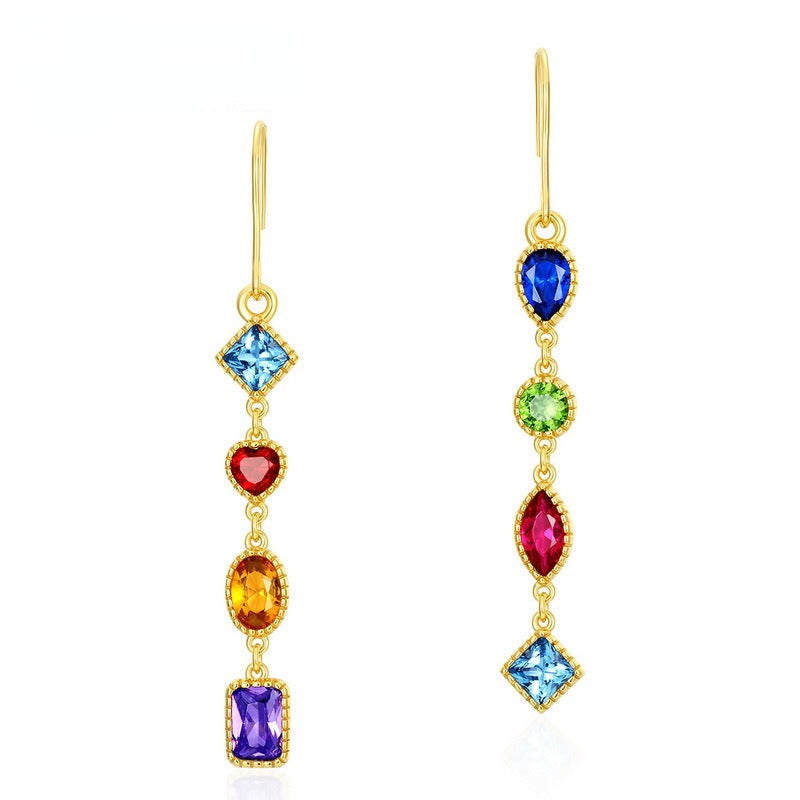 Kemstone Vintage Gemstone Dangle Earrings - 925 Sterling Silver with 0.39K Gold Plating, 50mm