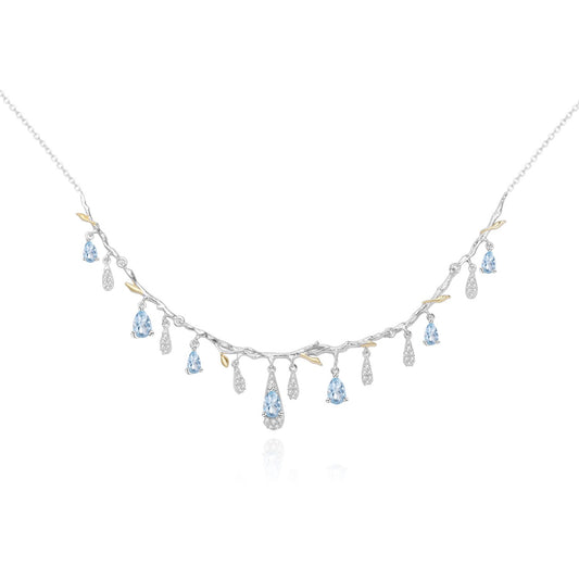 Kemstone Luxurious Gemstone Choker Necklace | Natural Sky Blue Topaz | 925 Sterling Silver + Gold Plated