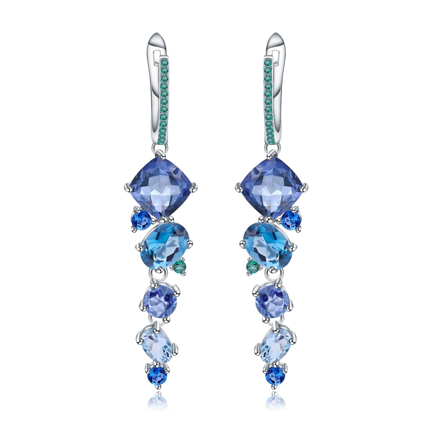 Kemstone Sapphire Topaz Drop Earrings in 925 Sterling Silver Gemstone Earrings for Women