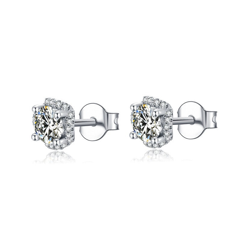 Kemstone 5mm Diamond Stone Statement 925 Sterling Silver Jewelry Stud VVS Moissanite Earrings For Women Wedding,K244282E