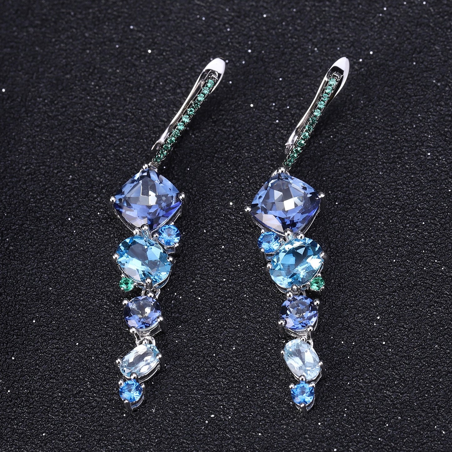 Kemstone Sapphire Topaz Drop Earrings in 925 Sterling Silver Gemstone Earrings for Women