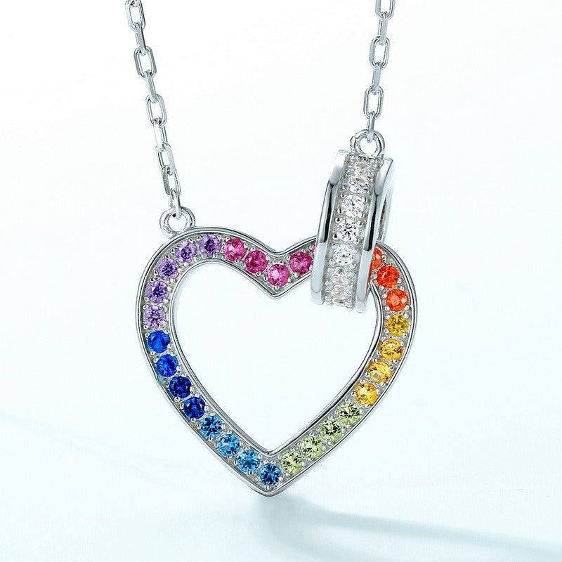 Kemstone Heart-Shaped Cubic Zirconia Necklace - S925 Sterling Silver Women's Pendant Necklace,18"