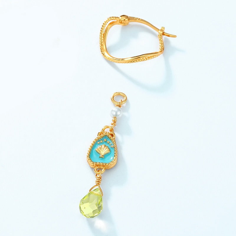 Trendy Peridot Enamel Drop Earrings for Women - S925 Silver with 10K Gold Plating