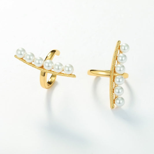 Minimalist Shell Pearl Ear Cuffs - S925 Silver Gold-Plated Cartilage Earrings