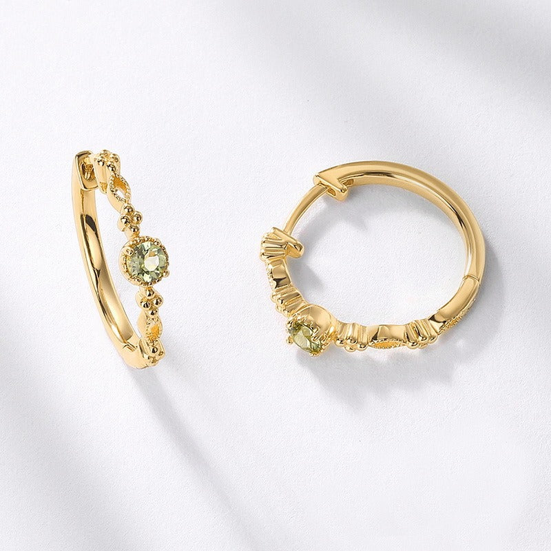 Vintage Style Peridot Earrings for Women - S925 Silver with 10K Gold Plating