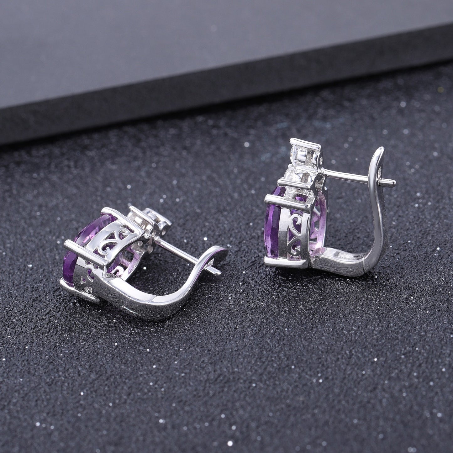 Kemstone Natural Amethyst (2.60Ct)/Sky Blue Topaz (3.47Ct)/Citrine (2.60Ct) Earrings S925 Sterling Silver Drop Earrings