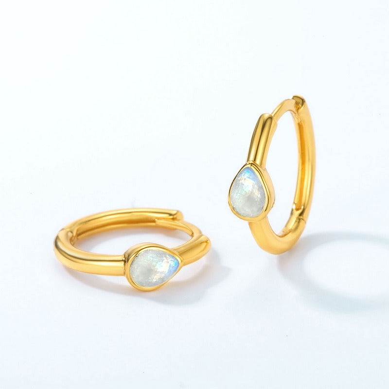 Minimalist Geometric Blue Moonstone Earrings - Sweet & Fresh S925 Sterling Silver Gold-Plated Earrings