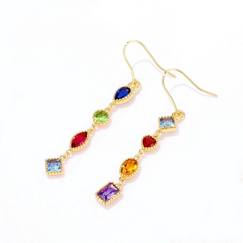 Kemstone Vintage Gemstone Dangle Earrings - 925 Sterling Silver with 0.39K Gold Plating, 50mm