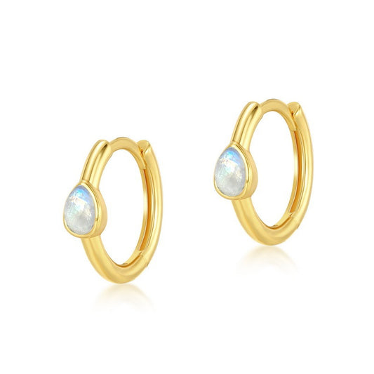 Minimalist Geometric Blue Moonstone Earrings - Sweet & Fresh S925 Sterling Silver Gold-Plated Earrings