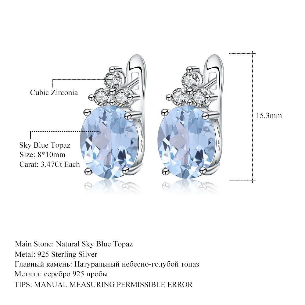 Kemstone Natural Amethyst (2.60Ct)/Sky Blue Topaz (3.47Ct)/Citrine (2.60Ct) Earrings S925 Sterling Silver Drop Earrings