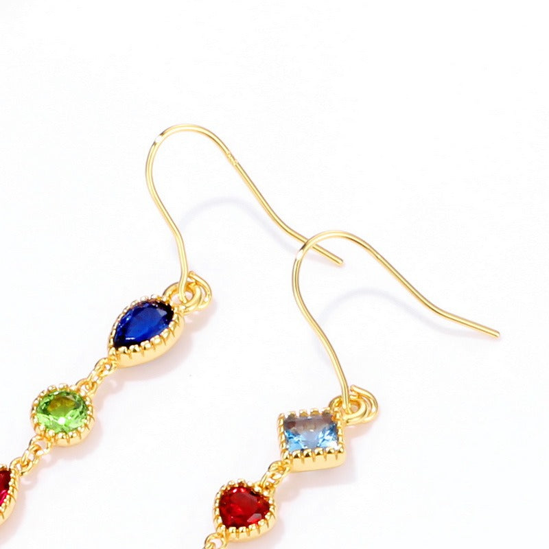 Kemstone Vintage Gemstone Dangle Earrings - 925 Sterling Silver with 0.39K Gold Plating, 50mm