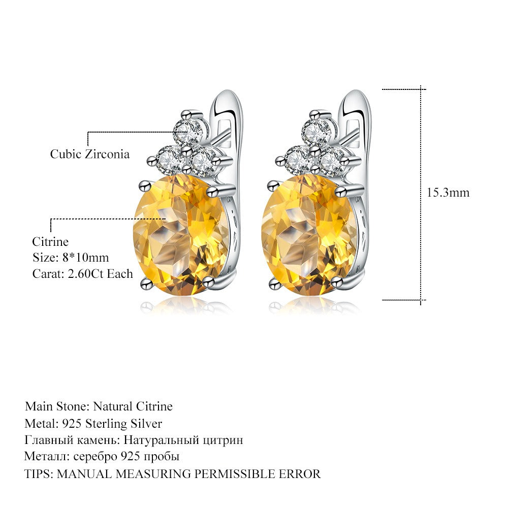 Kemstone Natural Amethyst (2.60Ct)/Sky Blue Topaz (3.47Ct)/Citrine (2.60Ct) Earrings S925 Sterling Silver Drop Earrings