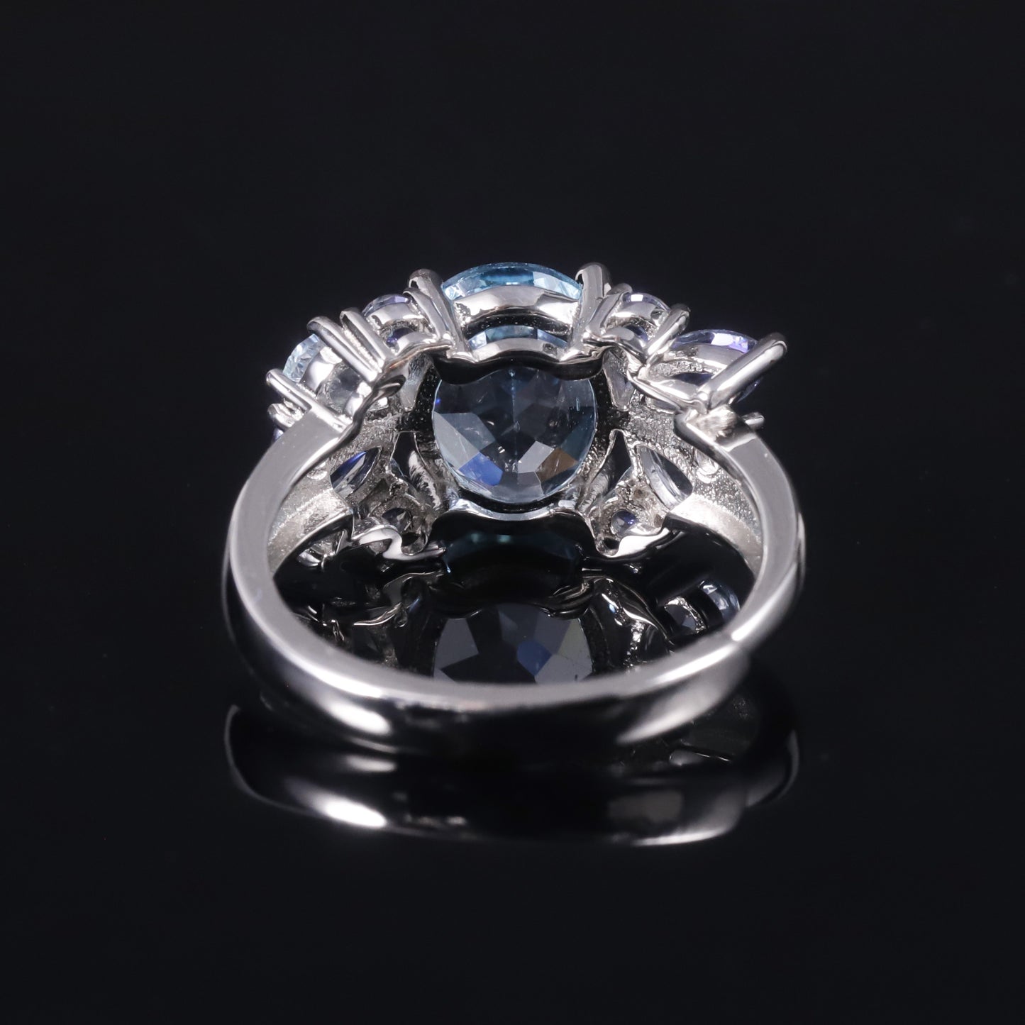 Kemstone Sky Blue Topaz Floral Adjustable Ring with Mystic Quartz Accents, 3.47 Carat,K244301R