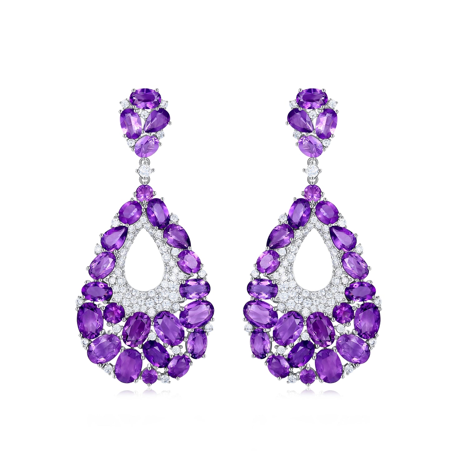 Kemstone Natural Amethyst Dangle Earrings 925 Sterling Silver Jewelry for Women,K24130S