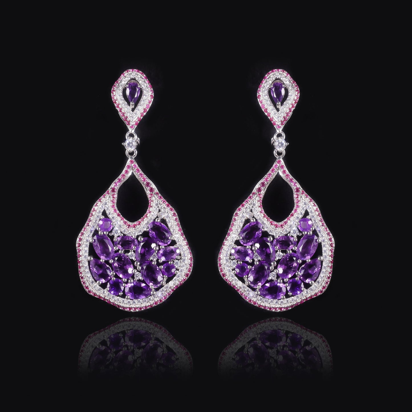 Kemstone Natural Amethyst Dangle Earrings 925 Sterling Silver Jewelry for Women,K24130S