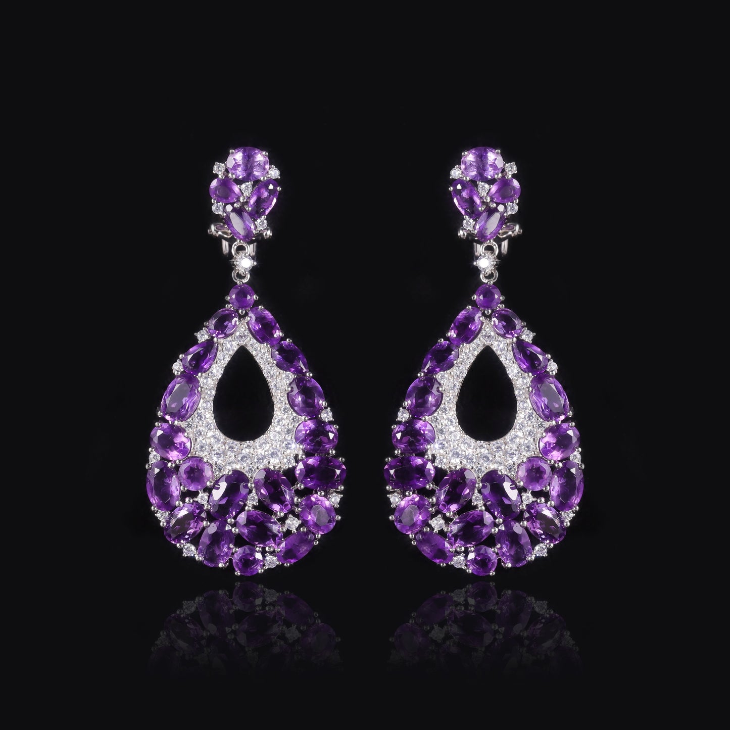 Kemstone Natural Amethyst Dangle Earrings 925 Sterling Silver Jewelry for Women,K24130S