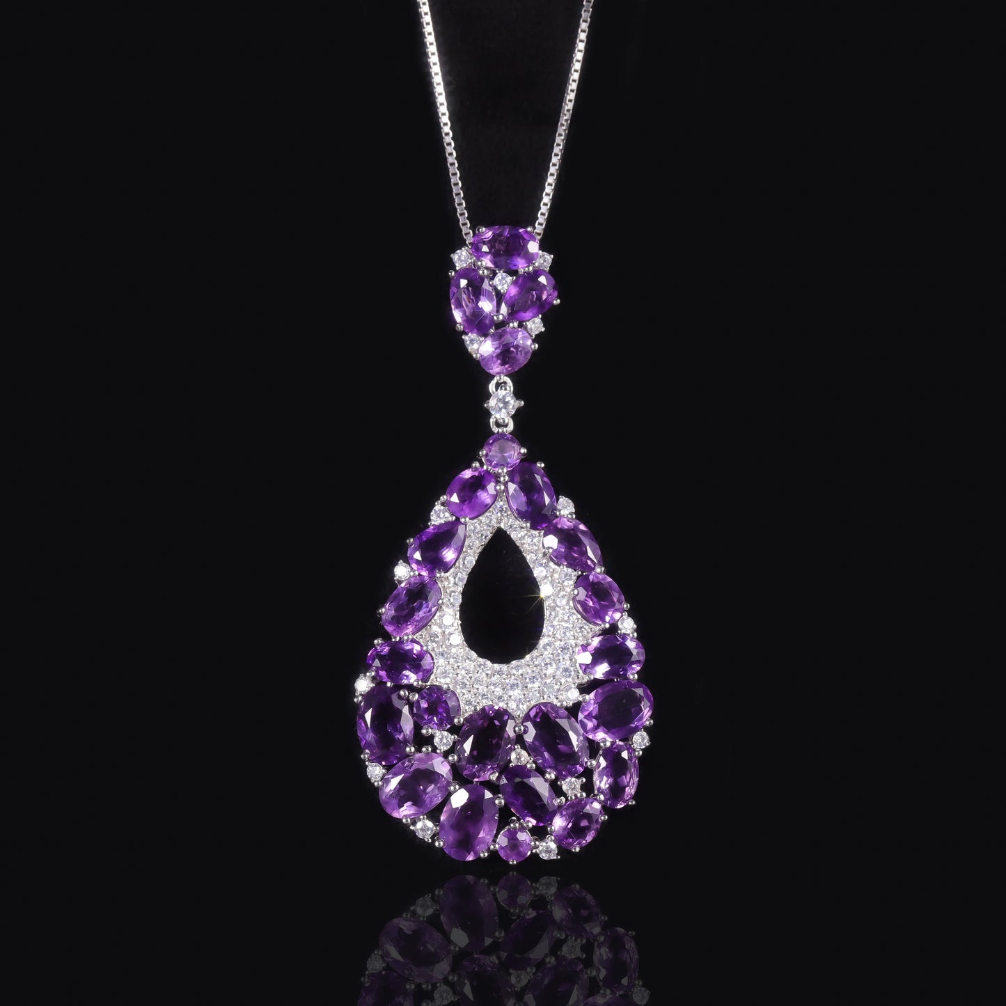 Kemstone Natural Amethyst Pendant Necklace Sterling Silver Jewelry for Women,18",K24130S