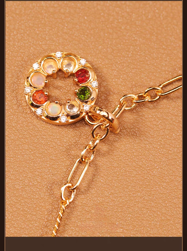 Kemstone "BOSOM FRD" Necklace - Vintage Coin Pendant Necklace, 18" Gold-Plated Sterling Silver with Moon & Star Charm and Hidden Gemstone Message, 7 Gemstones Including Beryl, Opal, and Ruby Garnet