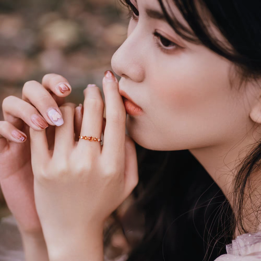 Kemstone "Phantom Sun" Orange Garnet Ring for Women - Adjustable Vintage Design, 925 Sterling Silver with Gold Plating, Open Band