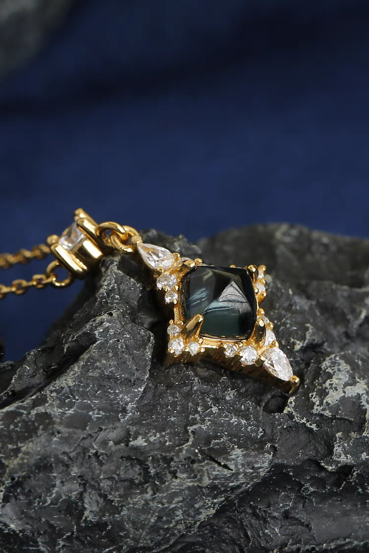 Roche Limit Necklace - London Blue Topaz Star Pendant, Gold-Plated Sterling Silver Cosmic Romance,18"