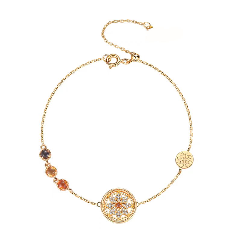 Sunset Ferris Wheel Bracelet - Fanta Stone & Citrine, Gold-Plated Sterling Silver Romantic Gift