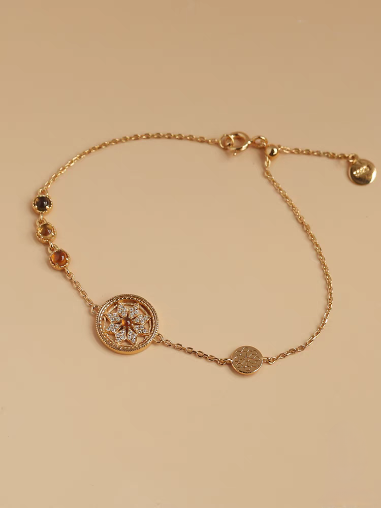 Sunset Ferris Wheel Bracelet - Fanta Stone & Citrine, Gold-Plated Sterling Silver Romantic Gift