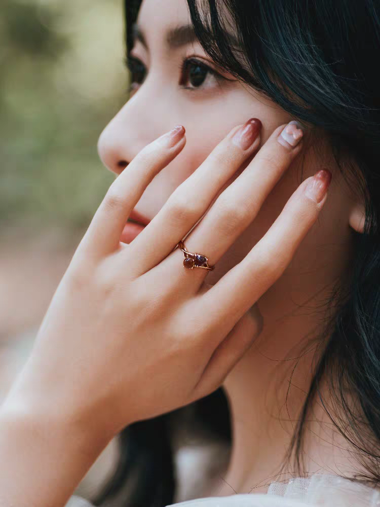 Cosmic Romance Ring – Sterling Silver Gold-Plated Amethyst & Citrine Sun and Moon Gemstone Ring