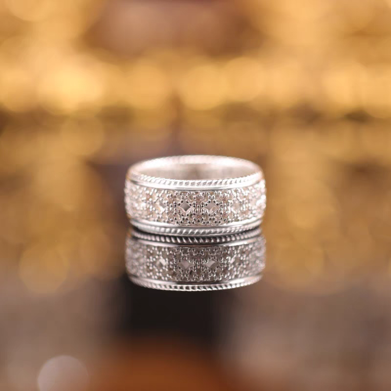 Weaving Light Ring – Sterling Silver Lace-Inspired Hollow Geometric Vintage Ring