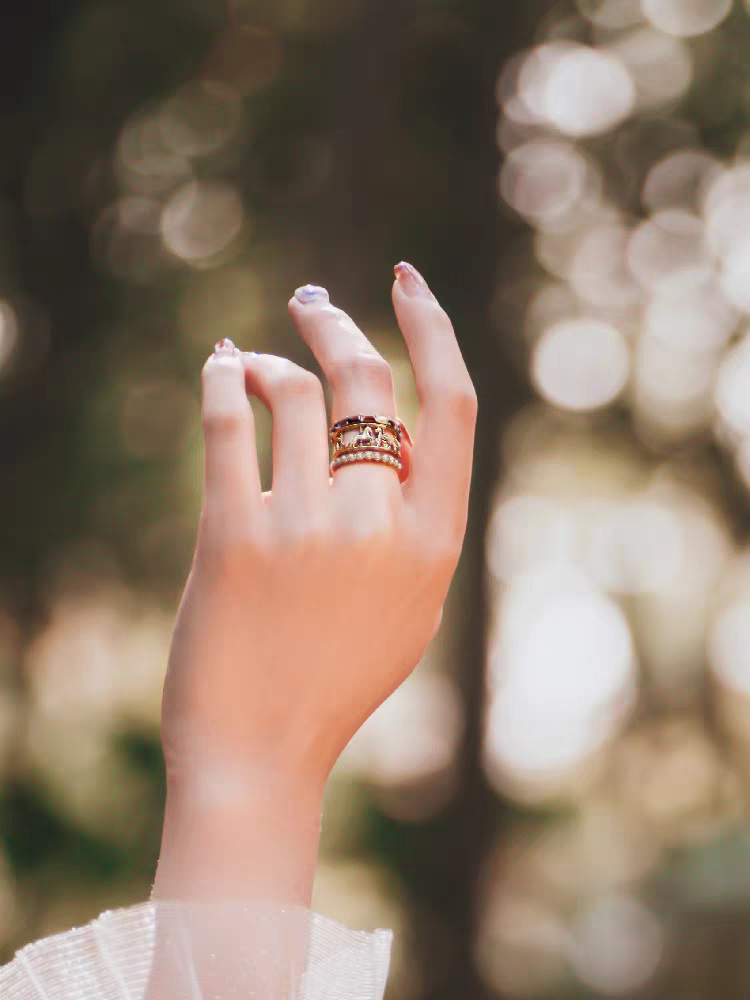 Vintage Carousel Gemstone & Pearl Stacking Ring Set, Sterling Silver with Gold Plating - A Healing Gift for the Heart