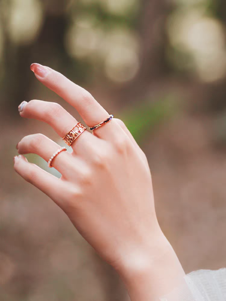 Vintage Carousel Gemstone & Pearl Stacking Ring Set, Sterling Silver with Gold Plating - A Healing Gift for the Heart