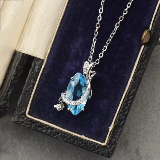 Stellar Voyage Necklace - Swiss Blue Topaz Star Pendant Necklace in 925 Sterling Silver, Cosmic-Inspired Dainty Jewelry Gift