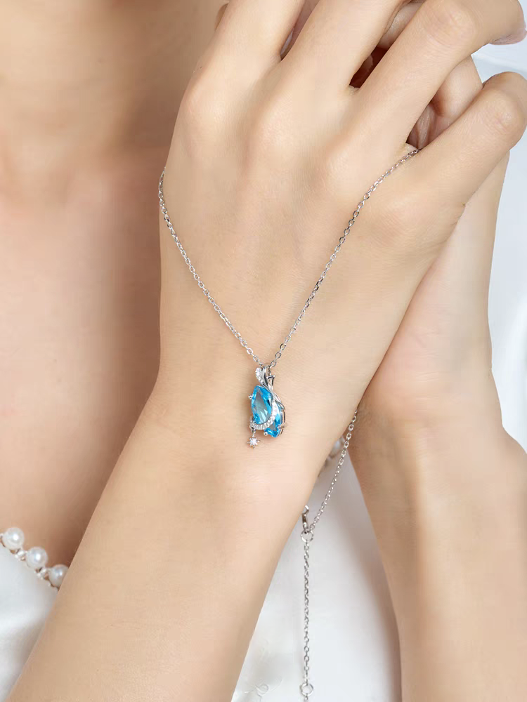 Stellar Voyage Necklace - Swiss Blue Topaz Star Pendant Necklace in 925 Sterling Silver, Cosmic-Inspired Dainty Jewelry Gift