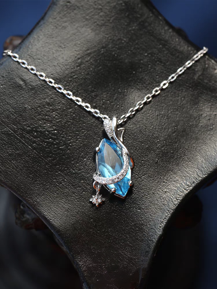 Stellar Voyage Necklace - Swiss Blue Topaz Star Pendant Necklace in 925 Sterling Silver, Cosmic-Inspired Dainty Jewelry Gift