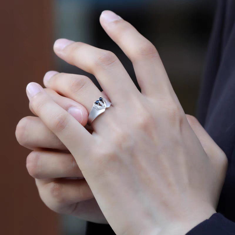 Weaving Light Ring – Vintage Silver & Black Onyx Statement Ring for Women