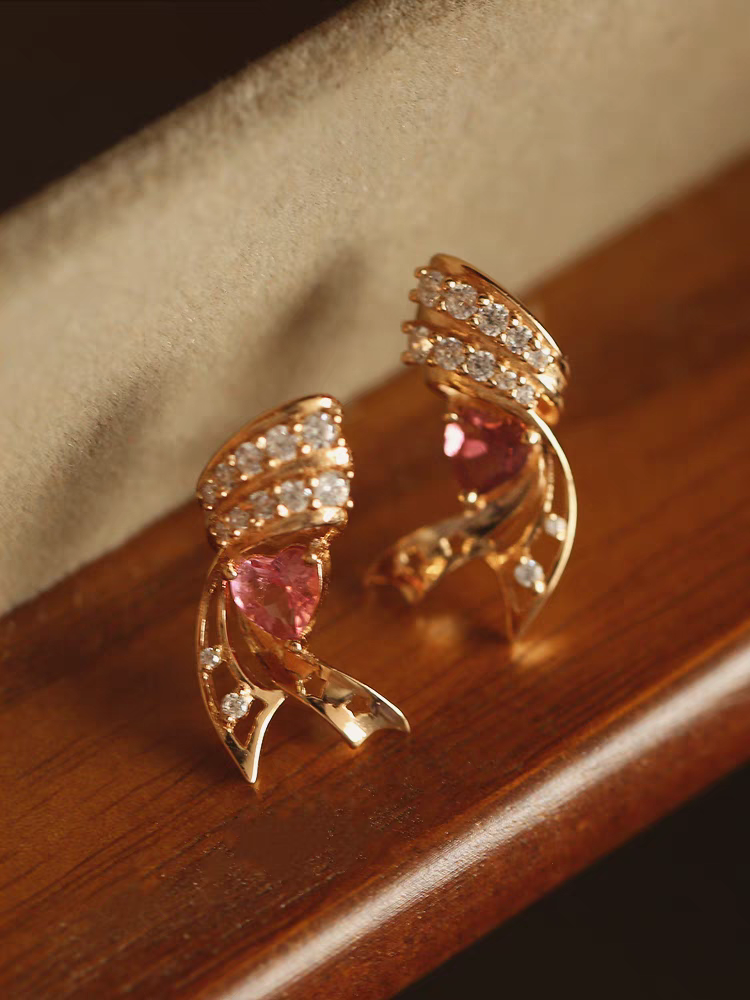 StarFlair - Pink Tourmaline Star Earrings with Sterling Silver Wings - Elegant, Lightweight, Luxury Dream Gift