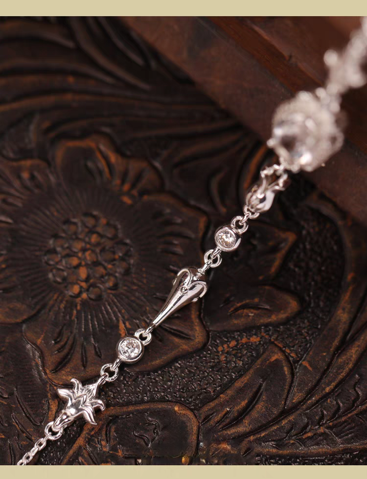 Vintage-Inspired White Crystal Bracelet – Sterling Silver Elegant Designer Piece